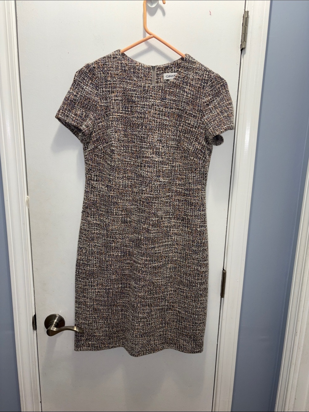 Calvin Klein Multicolor Tweed Midi Sheath Dress size 4